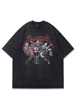 Metalcore t-shirt horror movies tee rock band top acid grey