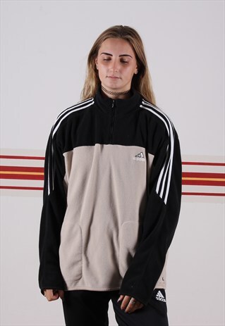 BEIGE AND BLACK ADIDAS FLEECE