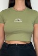 REWORKED TOMMY HILFIGER KHAKI BABY TEE CROP TOP