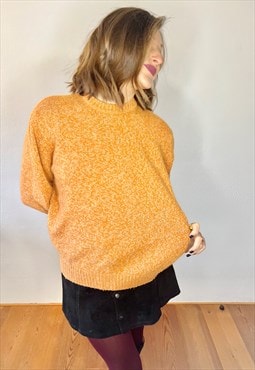 1990's vintage orange and cream oversize knit pullover