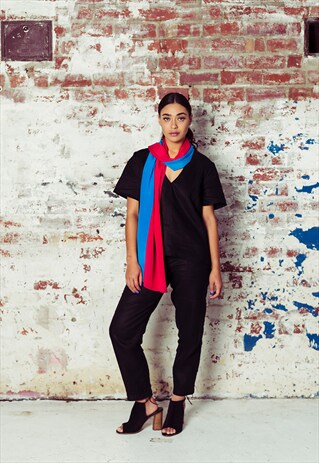RED & BLUE SILK SCARF