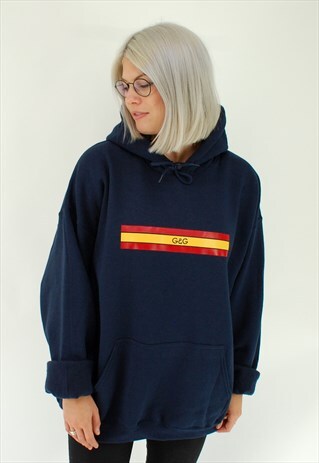 G&G UNISEX NEW CHUNKY LINO NAVY HOOD
