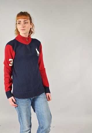 VINTAGE RALPH LAUREN NAVY BLUE KNITTED JUMPER