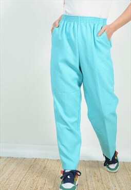 Vintage  70's Elasticated Trousers in Turquoise