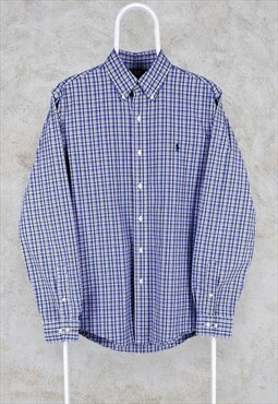 Polo Ralph Lauren Shirt Check Long Sleeve Blue Medium