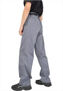 Vintage grey classic straight suit cotton trousers {718}
