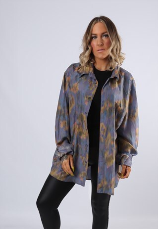 SILK SHIRT PRINT PATTERNED OVERSIZED FITTED UK 22 - 24 (FBAG