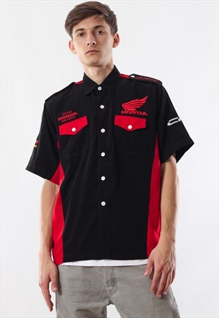 VINTAGE HONDA RACING 90S BLACK RED BIG LOGO SHORT SLEEVE