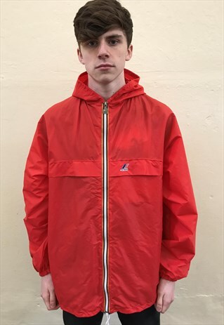 90S VINTAGE K-WAY PACKABLE FESTIVAL RAIN JACKET MAC