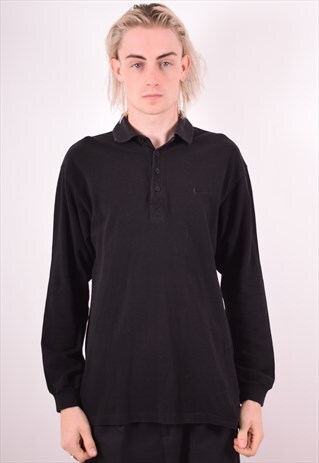 NIKE MENS VINTAGE POLO SHIRT MEDIUM BLACK 90S