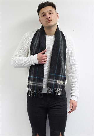 VINTAGE CASHMERE WOOL CHECKED SCARF-AS212