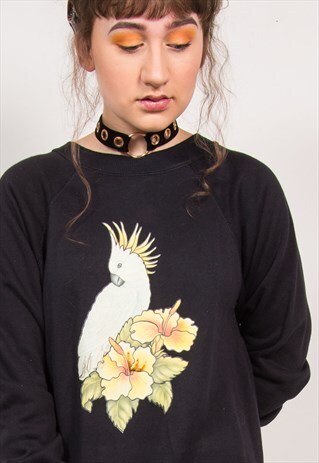 VINTAGE MACAW PARROT PRINT SWEATSHIRT