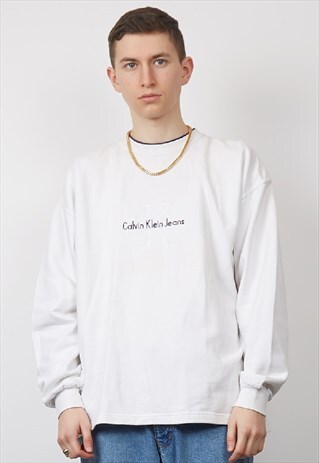 VINTAGE 90'S CALVIN KLEIN WHITE SWEATSHIRT