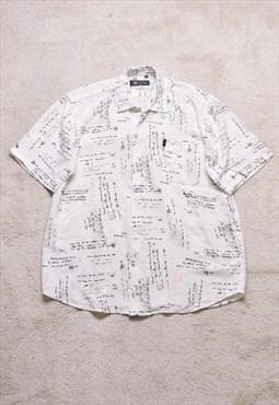 Vintage 90s White Print Casual Shirt