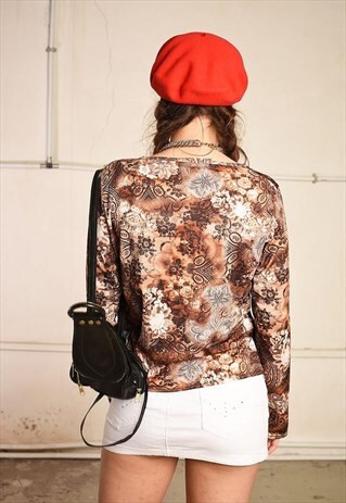 Y2K RETRO EASTERN INSPIRED KITSCH LYCRA TEEN TOP BLOUSE
