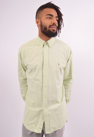 RALPH LAUREN MENS VINTAGE SHIRT MEDIUM GREEN 90S