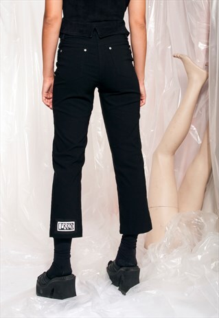 VINTAGE CROPPED TROUSERS 90'S 90S REWORKED ERROR PATCH PANTS