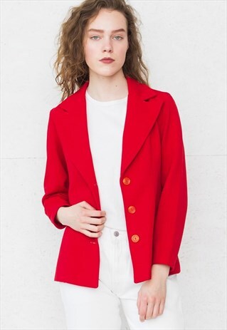 VINTAGE RED SUIT BUTTON CLOSURE BLAZER JACKET