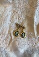VINTAGE CAMEO DROP GOLD EARRINGS BAROQUE REGENCY STYLE