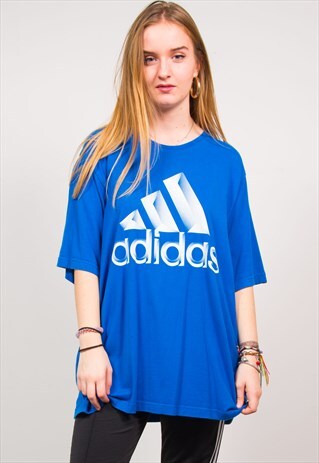 ADIDAS VINTAGE 90'S BLUE OVERSIZED SPORTS T-SHIRT