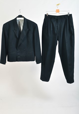 VINTAGE 90S DOUBLE BREASTED SUIT IN BLACK