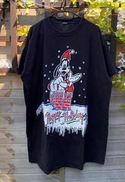 Vintage Disney 1990s goofy xmas black T-shirt XXL