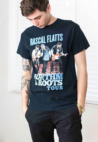 VINTAE RASCAL FLATS ROCK BAND TOUR T-SHIRT LOGO 90S M 6.0