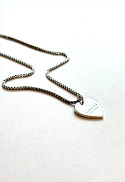 Gucci .925 Silver Big Heart Pendant on Chain/Necklace