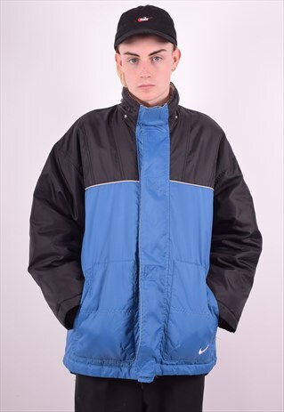 NIKE MENS VINTAGE PADDED JACKET MEDIUM BLUE 90'S