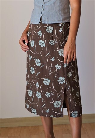 VINTAGE 70S FLORAL MIDI SKIRT
