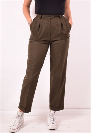 RALPH LAUREN WOMENS VINTAGE TROUSERS W26 L30 KHAKI 90S