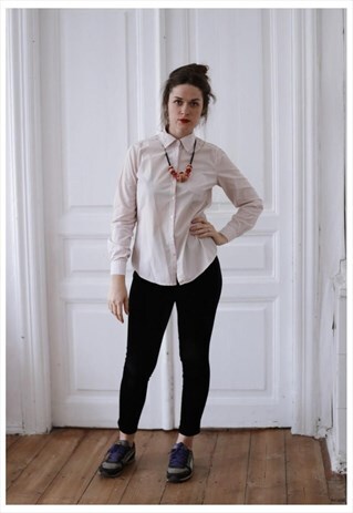 VINTAGE 90'S WHITE/PINK STRIPED SHIRT