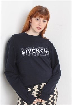 Vintage Givenchy Spell Out Sweatshirt Blue