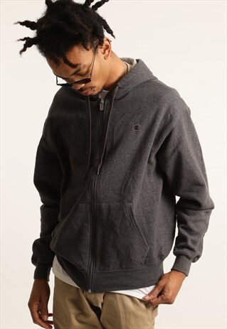 VINTAGE CHAMPION EMBROIDERED LOGO ZIPPED HOODIE