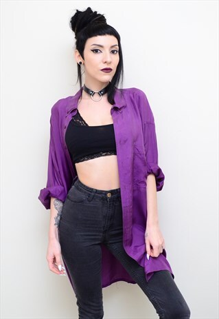 VINTAGE 90'S GENUINE SILK POTION PURPLE OVERSIZED SHIRT