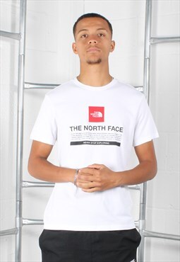 Vintage The North Face T-Shirt in White with Logo Medium