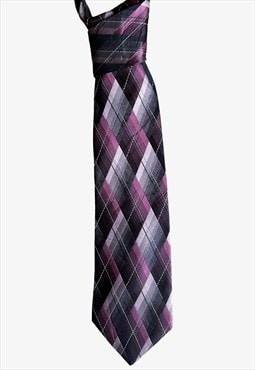 Vintage 90s Van Heusen Purple Tartan Print Tie