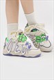 PLATFORM HIGH TOPS GRAFFITI PATCH TRAINERS SKATER SHOES 