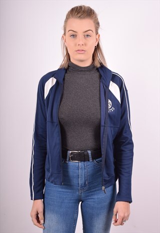 CHAMPION WOMENS VINTAGE TRACKSUIT TOP JACKET MEDIUM NAVY BLU