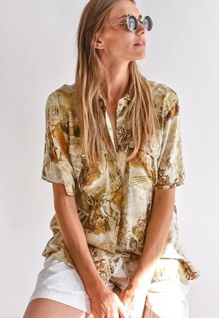 VINTAGE 70S FESTIVAL PATTERNED SHIRT IN SHORT SLEEVE