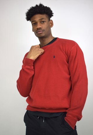 VINTAGE 90S POLO RALPH LAUREN RED SWEATSHIRT