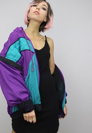 VINTAGE 80S/90S OVERSIZED COLOURFUL SHELL SUIT JACKET