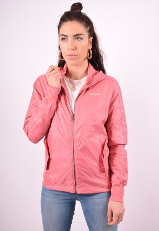 ADIDAS WOMENS VINTAGE HOODIE JACKET MEDIUM PINK 90'S