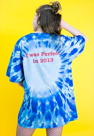 TIE DYE FESTIVAL T-SHIRT DRESS 'I WAS PERFECT IN 2013' USA