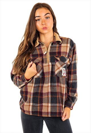 VINTAGE 1/4 ZIP FLANNEL SHIRT S856