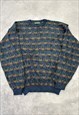 VINTAGE KNITTED JUMPER ABSTRACT PATTERNED KNIT SWEATER