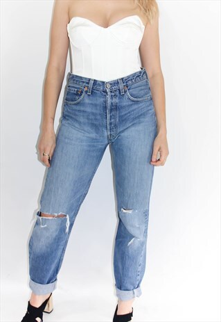 VINTAGE 90'S 501 DISTRESSED GUY FIT STRAIGHT LEG JEANS