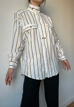 Vintage White Organic Cotton Stripped Shirt