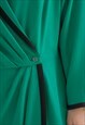 VINTAGE 70'S AUTHENTIC GREEN WRAP STYLE LOUISE FERAUD DRESS
