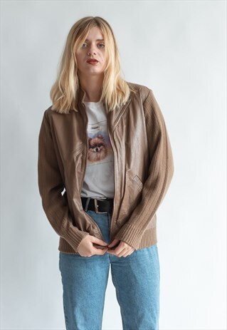 VINTAGE 70S BOHO AVIATOR JACKET WITH CONTRAST SLEEVE